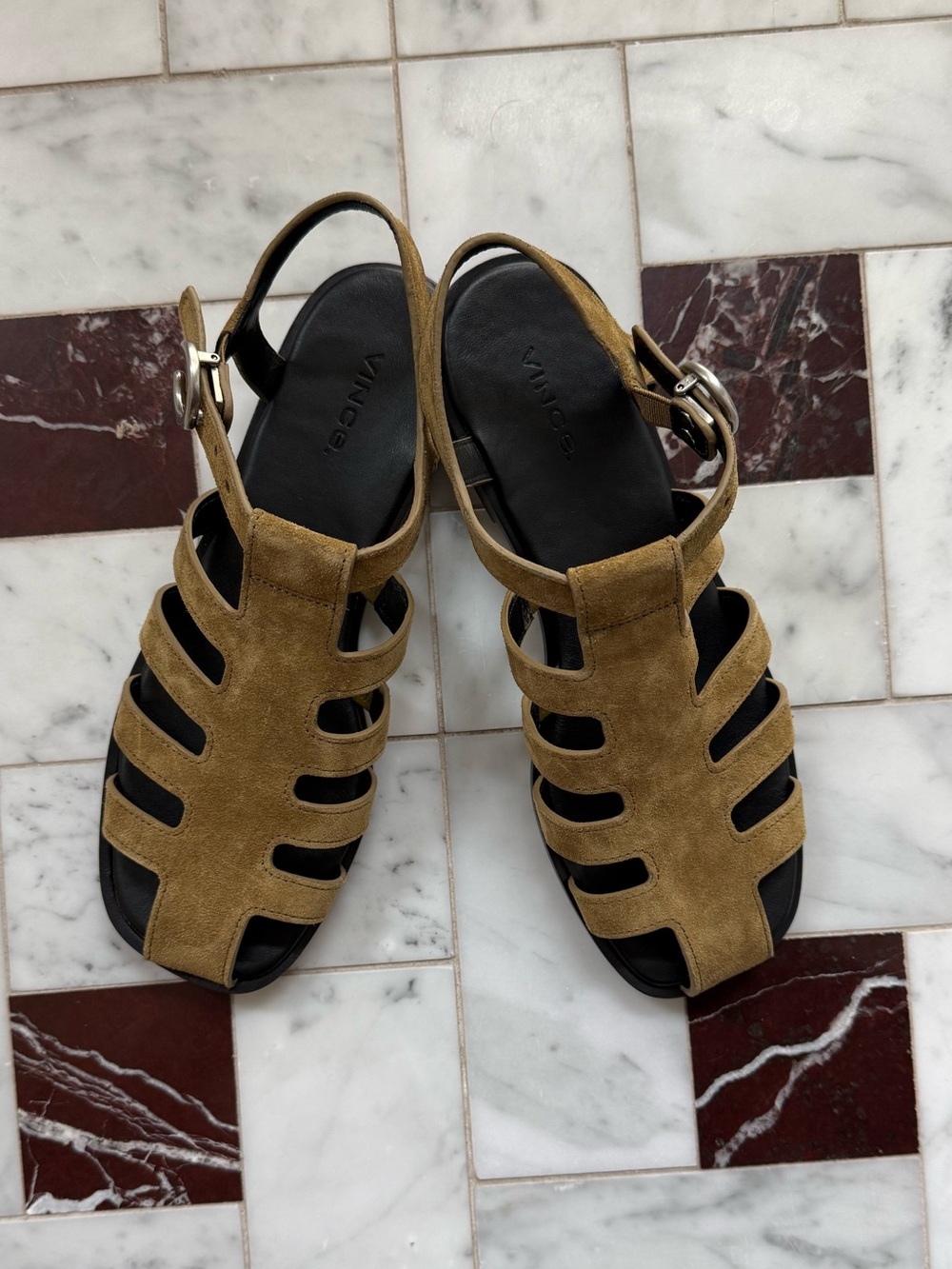 VINCE Melina Tan Suede Fisherman sandal, 36